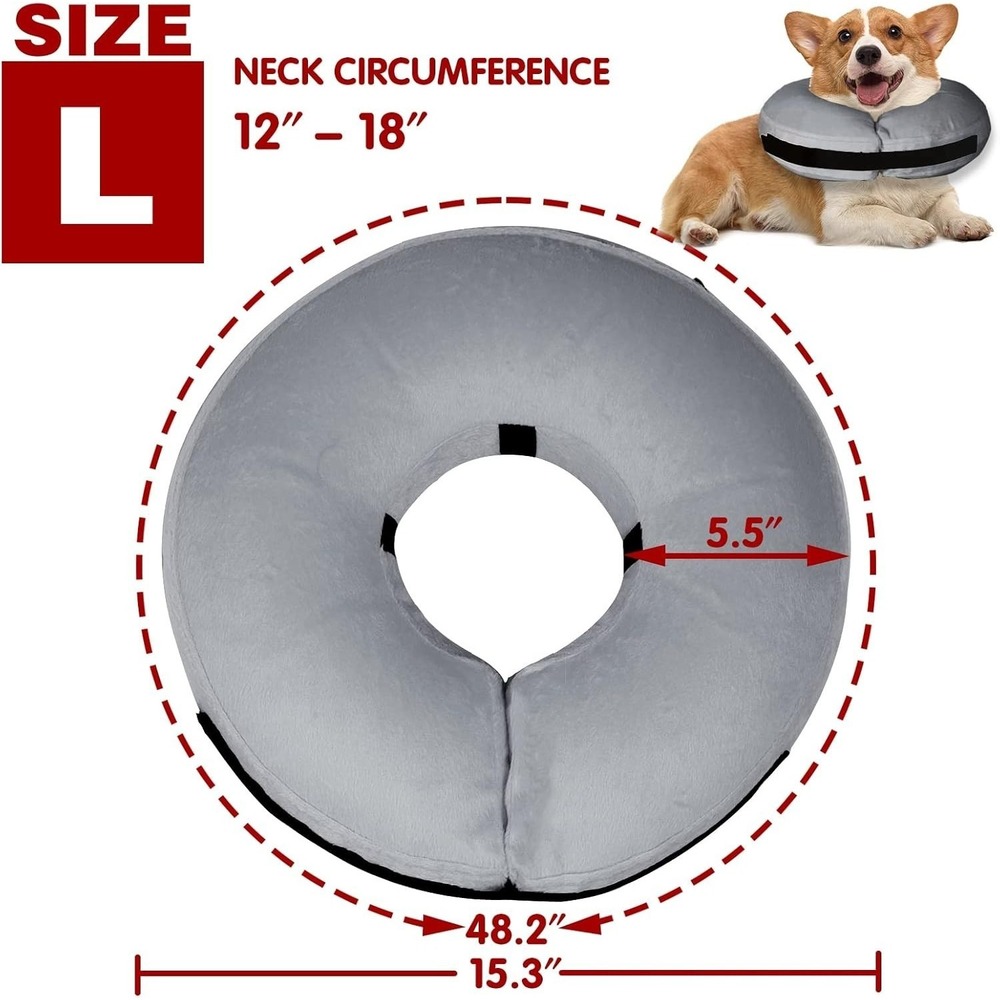 Inflatable Dog Cone Collar-Soft Protective Cone for Dogs After Surgery, large gr